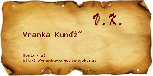 Vranka Kunó névjegykártya